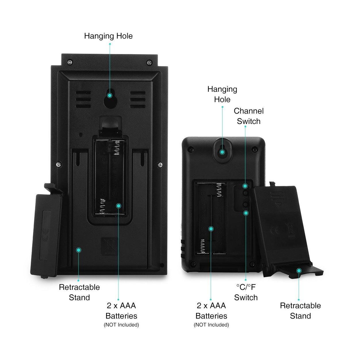 Oria Weather Station, Digital Indoor/Outdoor Temperature Wireless