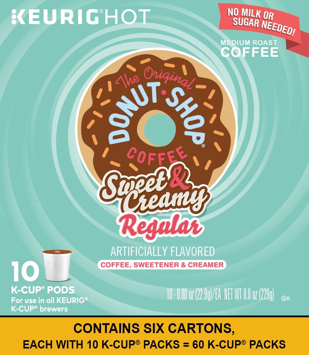 Keurig The Original Donut Shop KCup Packs, Sweet and Creamy Regular, 10 count (Pack of 6). N2