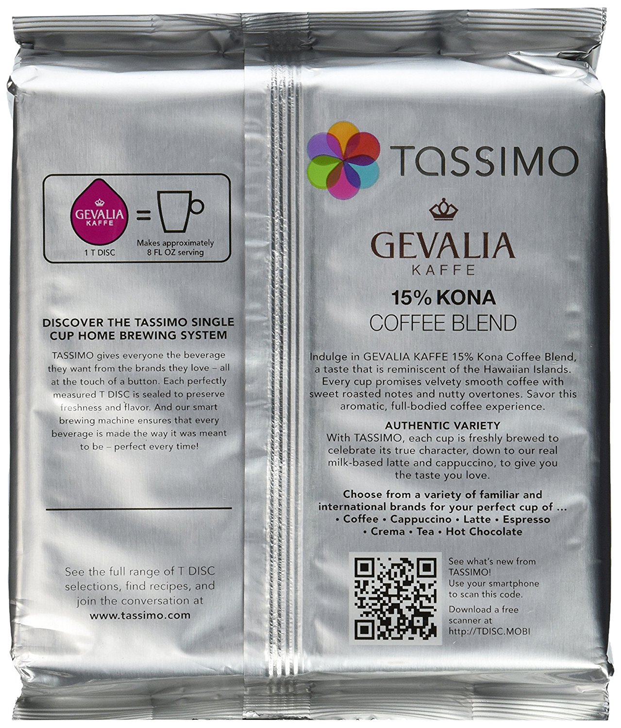 Tassimo Gevalia 15 Kona Coffee Blend T Discs Bag, 16 Count 4.93 Ounce
