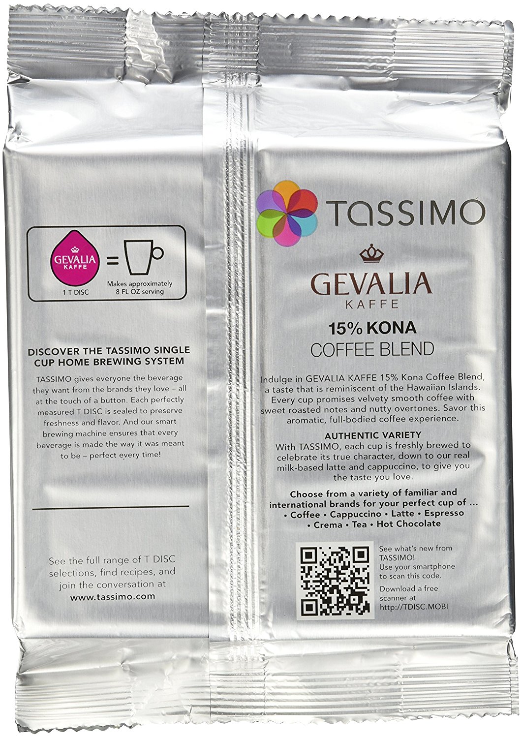 Tassimo Gevalia 15 Kona Coffee Blend T Discs Bag, 16 Count 4.93 Ounce
