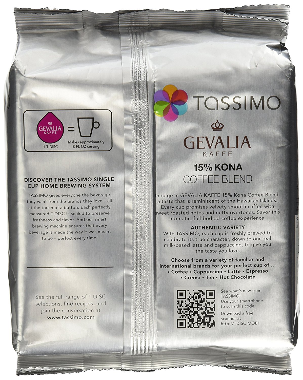 Tassimo Gevalia 15 Kona Coffee Blend T Discs Bag, 16 Count 4.93 Ounce