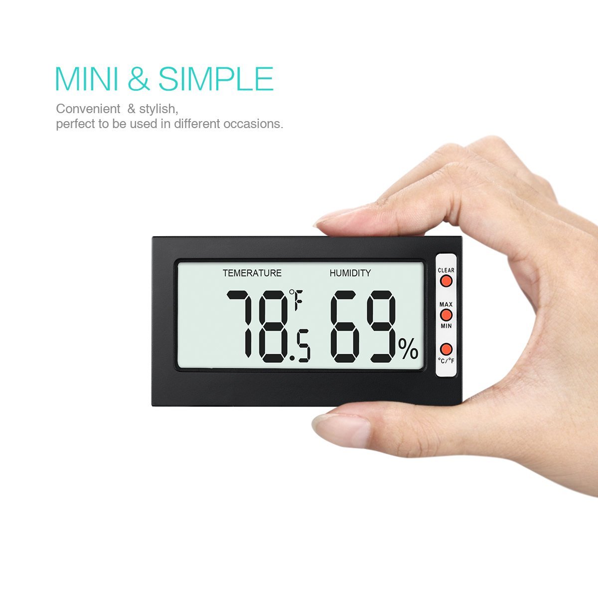 Oria Indoor Digital Thermometer Hygrometer Monitor Temperature