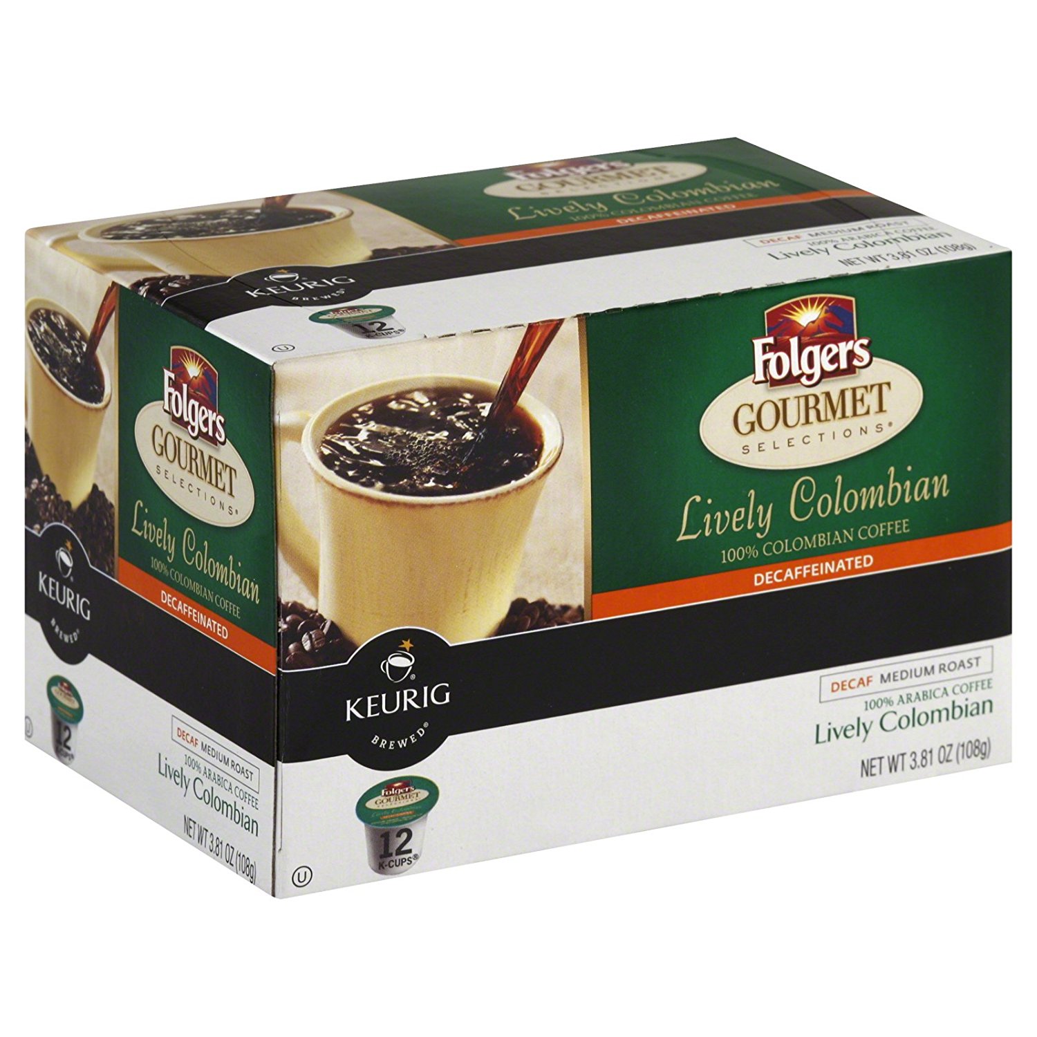 Folgers Gourmet Selections KCups Coffee, Decaf Lively Colombian for