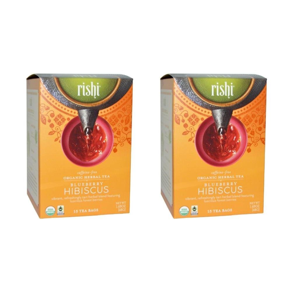 Rishi Tea Organic Herbal Tea CaffeineFree Blueberry Hibiscus 15 Tea