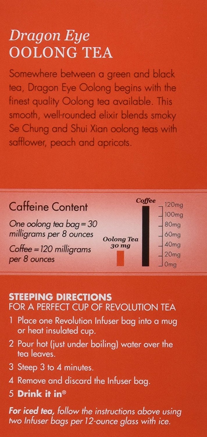 Revolution Tea, Dragon Eye Oolong Tea, 16 Flowthrough Infuser Bags in