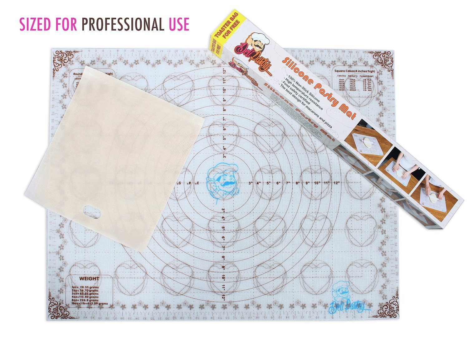 New Large Deli Professional Silicone Baking Mat with Measurements, Non
