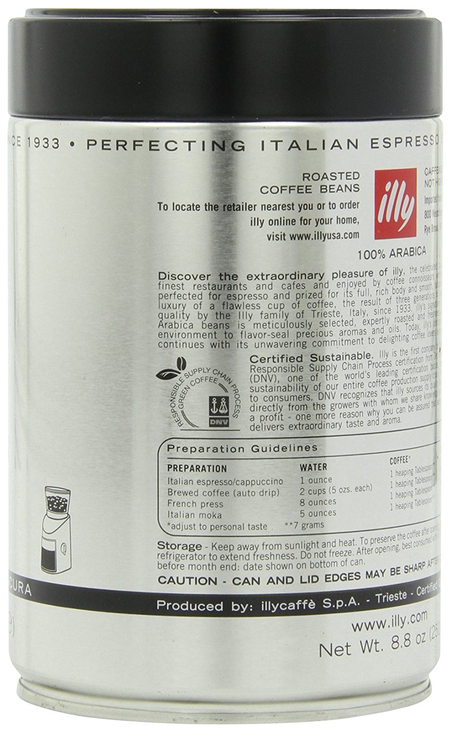 Illy Scuro Whole Bean Coffee Dark Roast Pack of Six 8.8 oz. Coffee