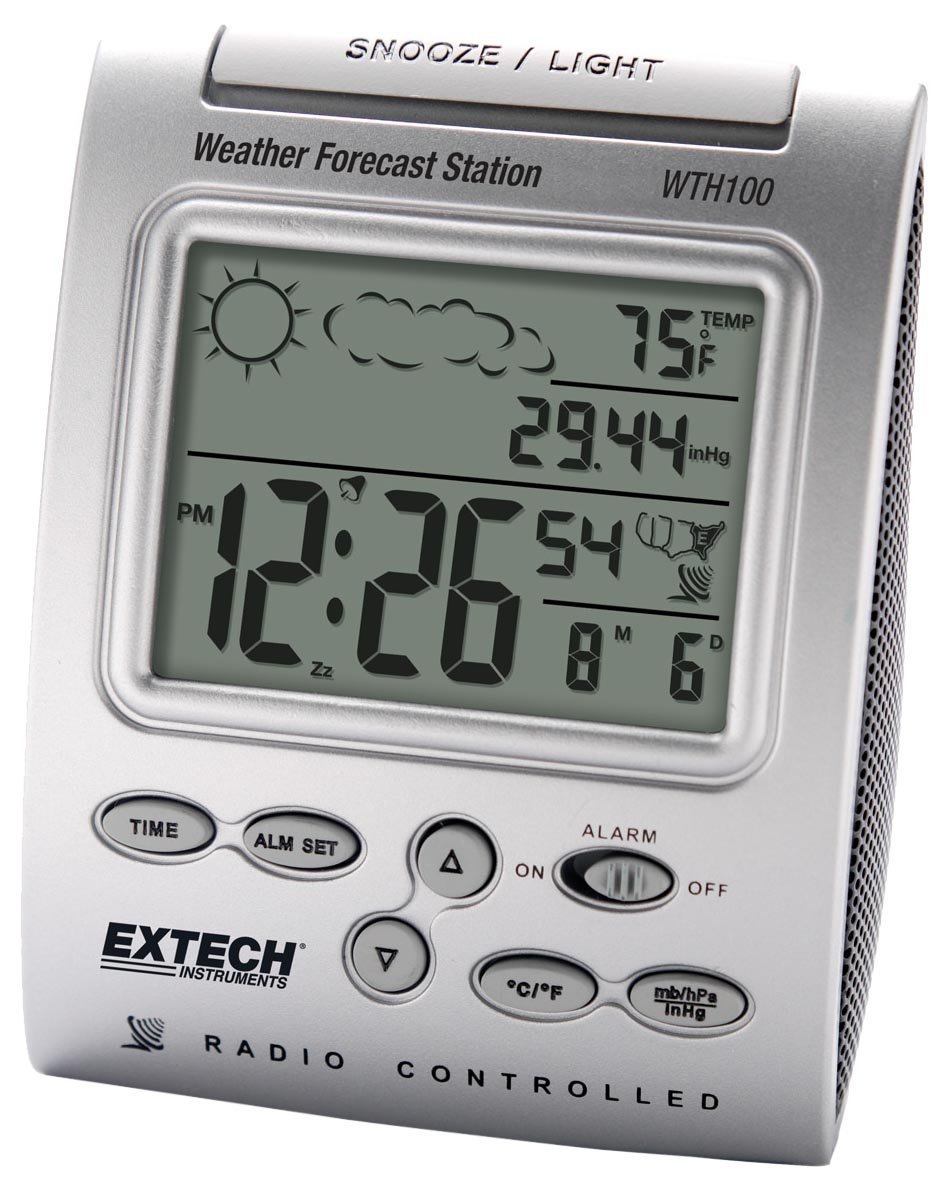 Extech WTH100 Radio Controlled Wireless Clock With Weather Station free