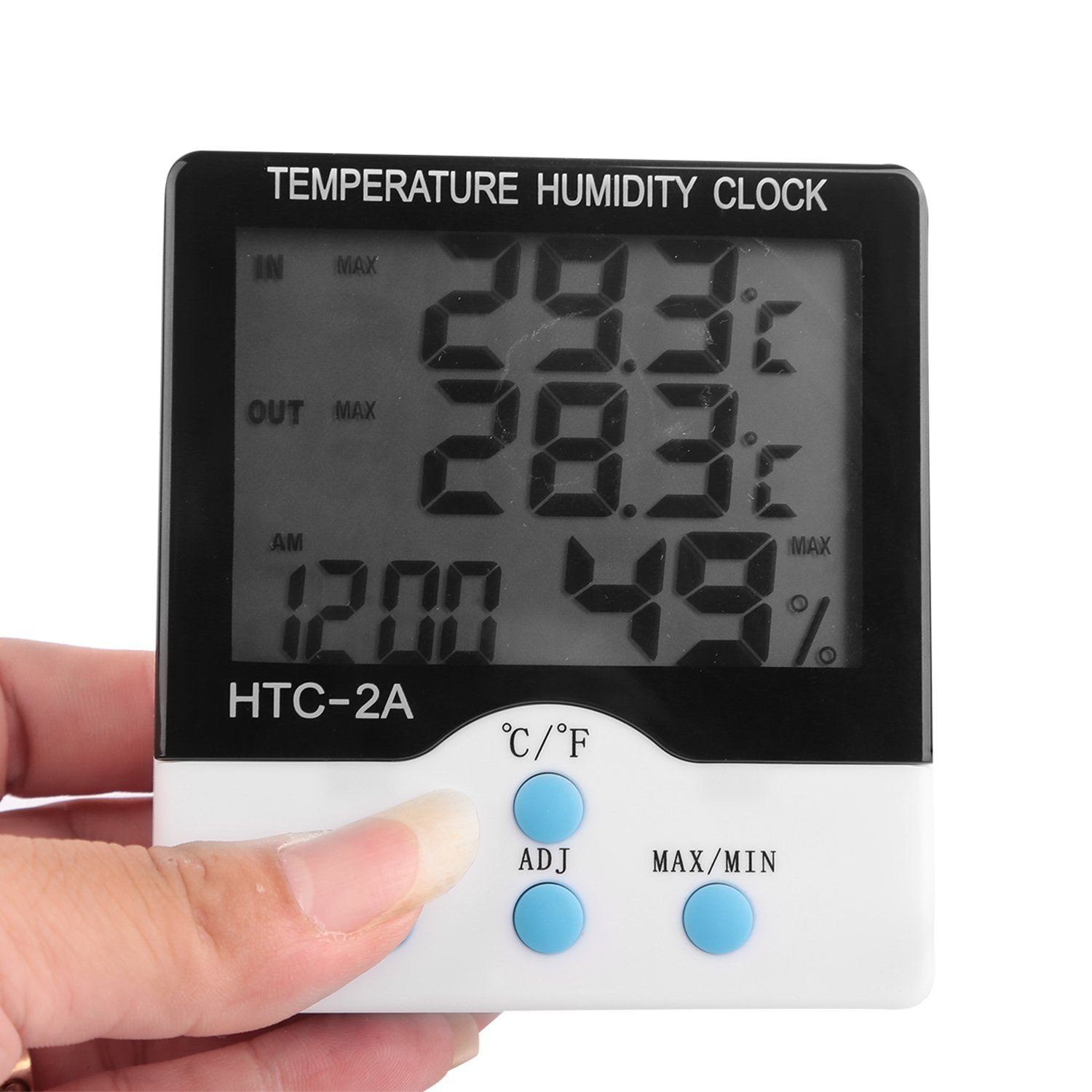 Abestbox Indoor&Outdoor Digital Thermometer Humidity Clock with Accurate Readings (°C/°F), Min