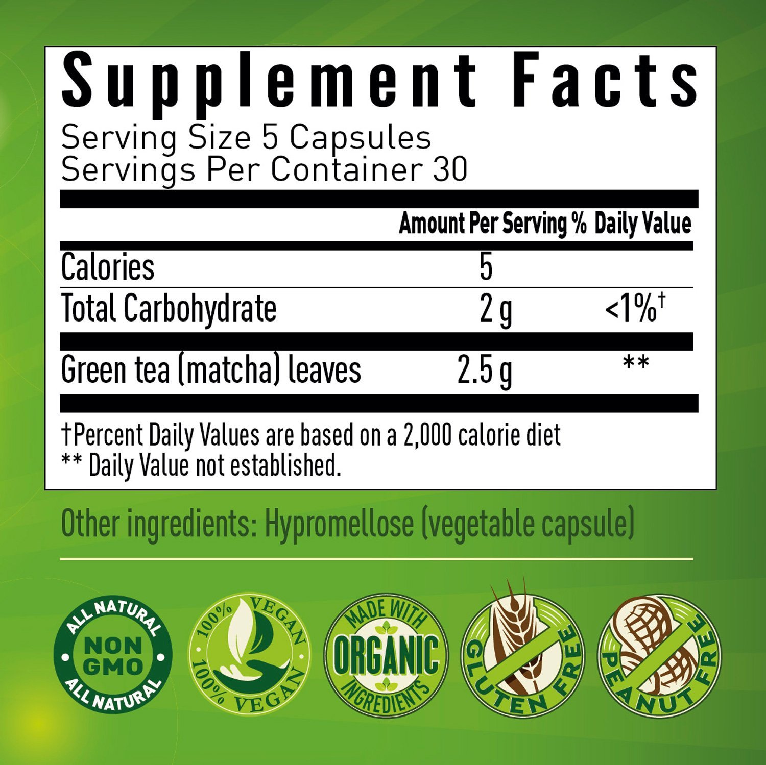 Organic Matcha Green Tea Capsule Powerful antioxidant and energy