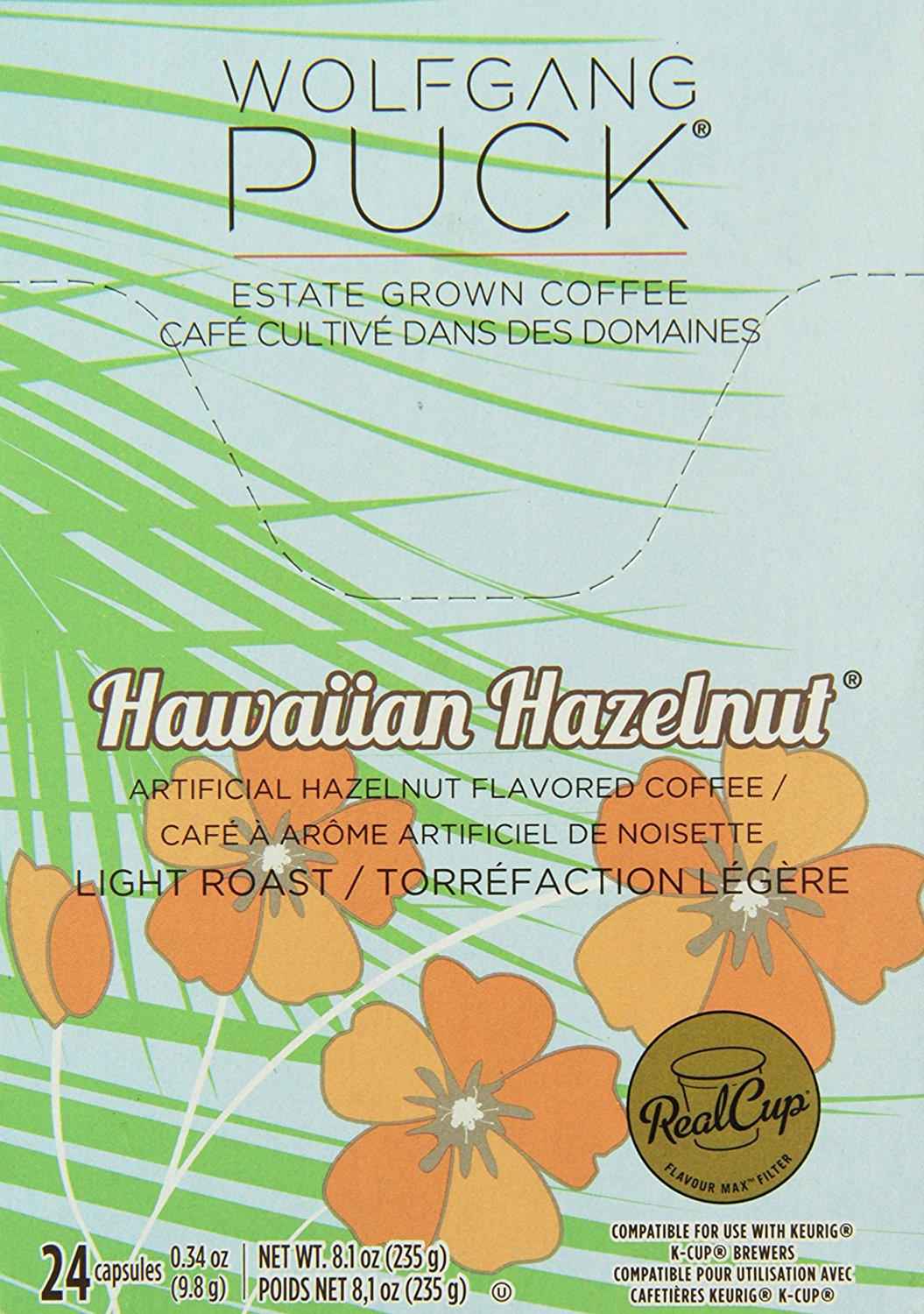 Wolfgang Puck Hawaiian Hazelnut Flavored Coffee Single Serve Cups for