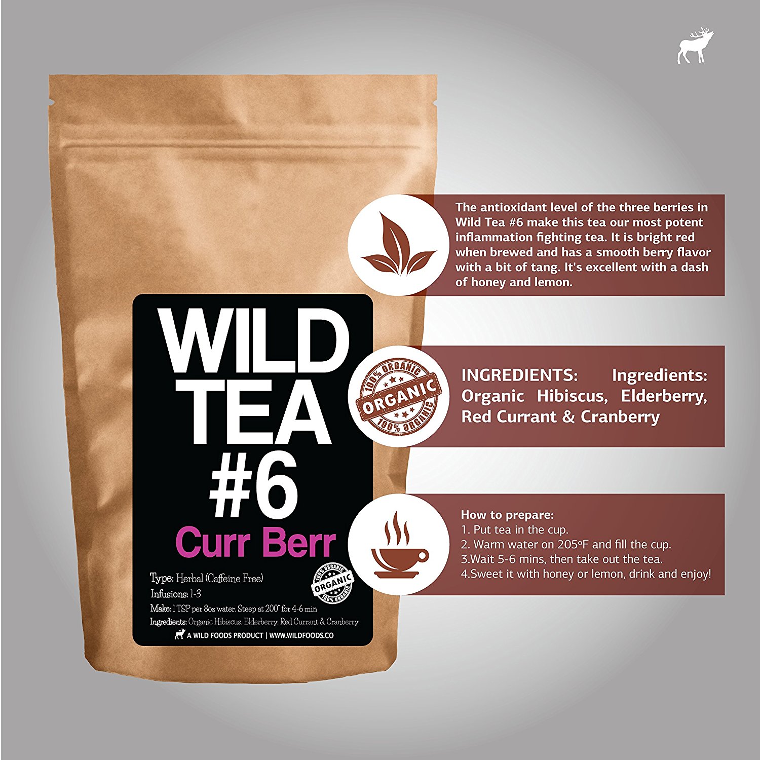 Organic Berry Loose Leaf Tea, Wild Tea 6, Herbal Tea With Hibiscus