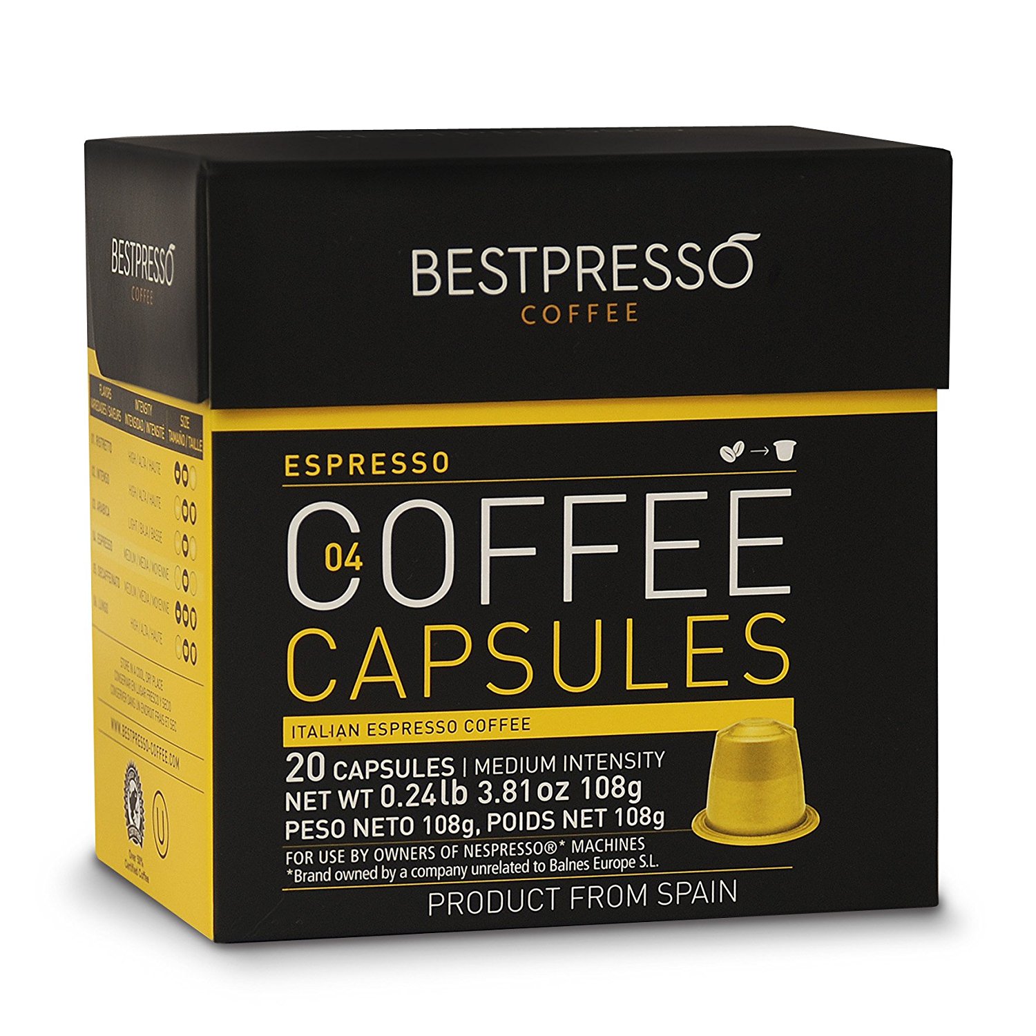 20 Bestpresso Nespresso Compatible Gourmet Coffee Capsules Nespresso