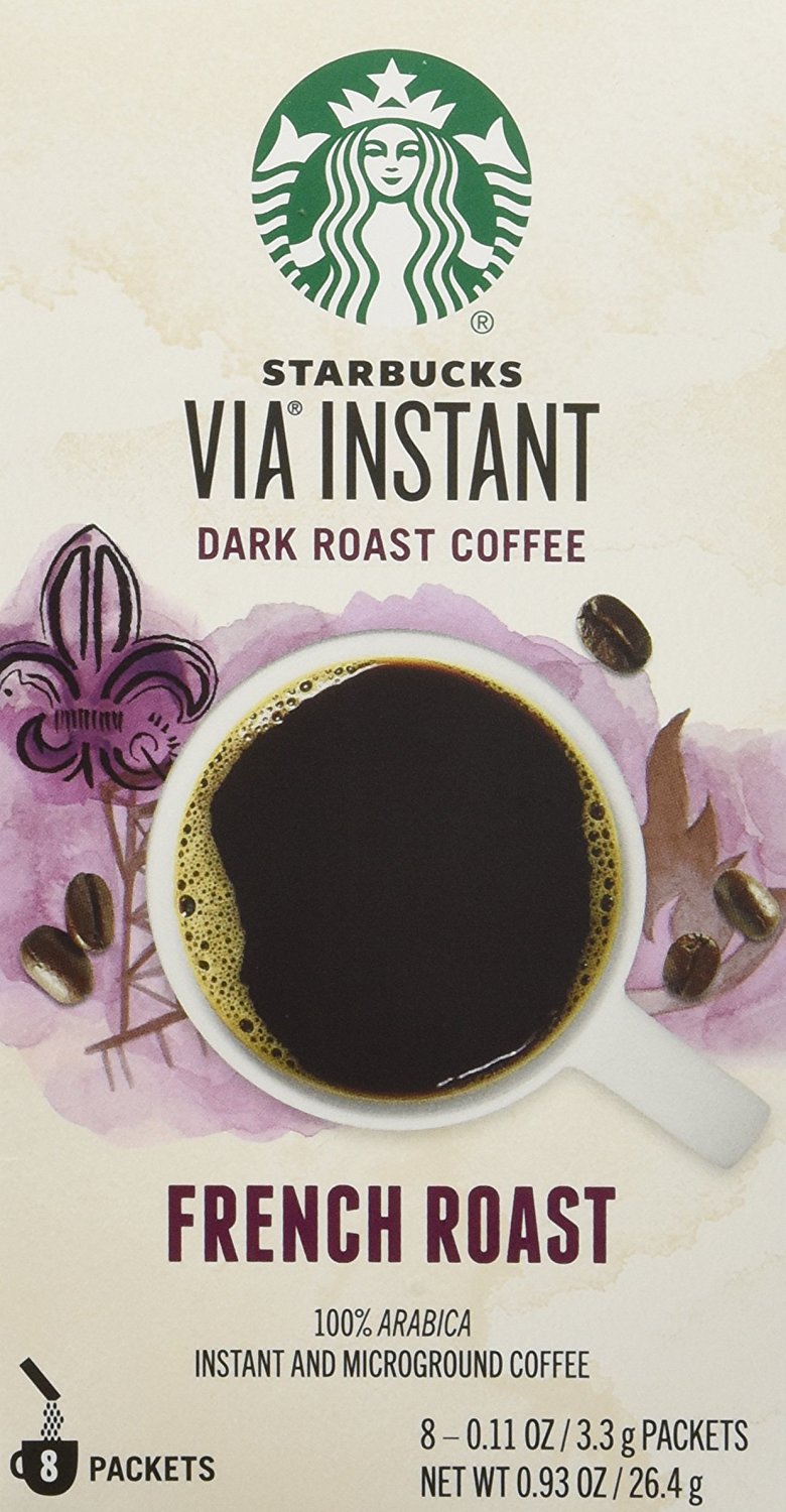 Starbucks Via French Roast Dark Instant Coffee 8 SingleServe Packets