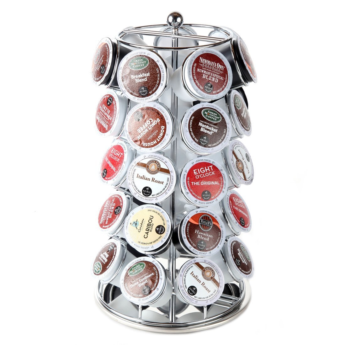 Lily's Home K Cup Holder Carousel for 35 KCups in Chrome. K Cup