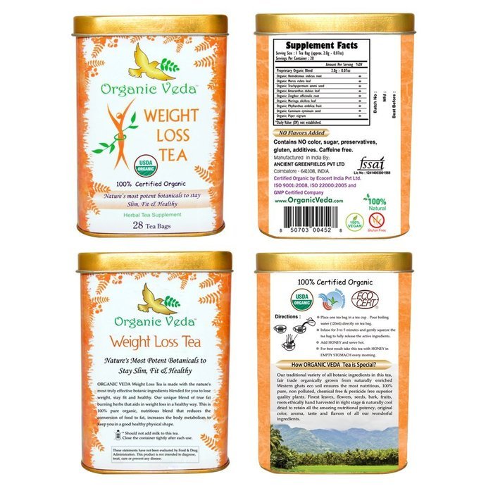 Organic Moringa Weight Loss Tea (28 Potent Tea Bags). Herbal Tea with