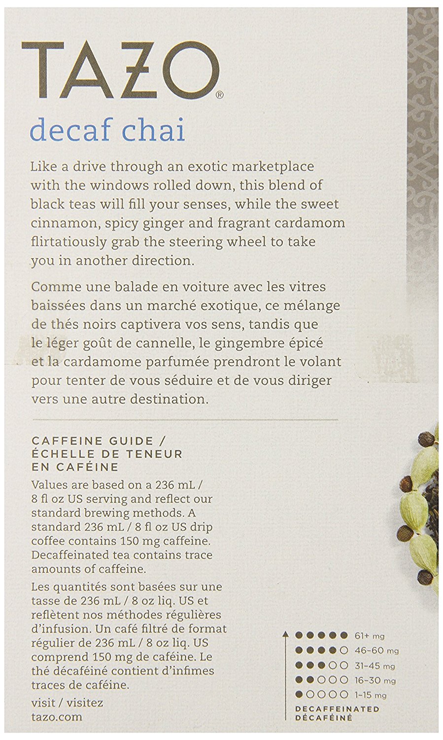 Tazo Decaf Tazo Chai Filter Bag Tea, 24Count Packages (Pack of 6) N3