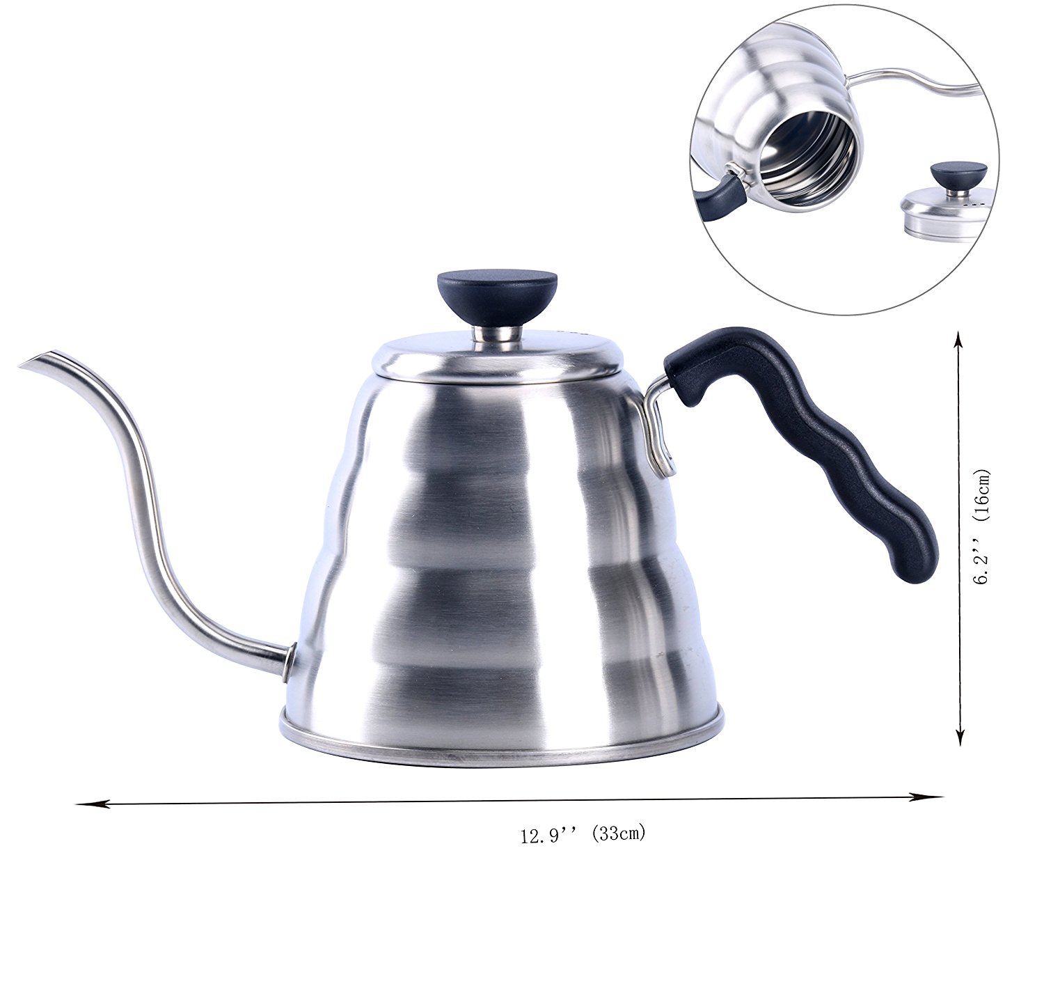 YaeKoo 1L Stainless Steel 304 Coffee Drip Kettle,Gooseneck Stainless