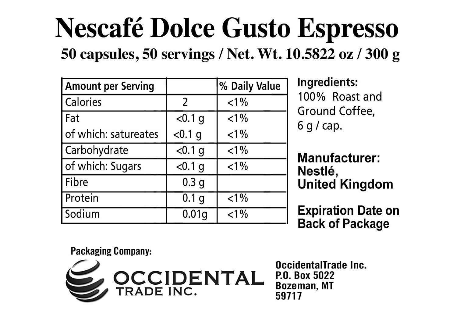 50 x Nescafe Dolce Gusto Espresso Coffee Capsules 50 Capsules free