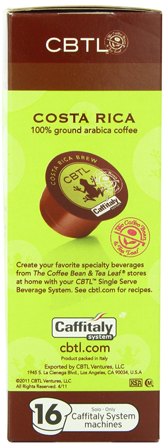 CBTL Costa Rica Brew Coffee Capsules By The Coffee Bean & Tea Leaf, 16
