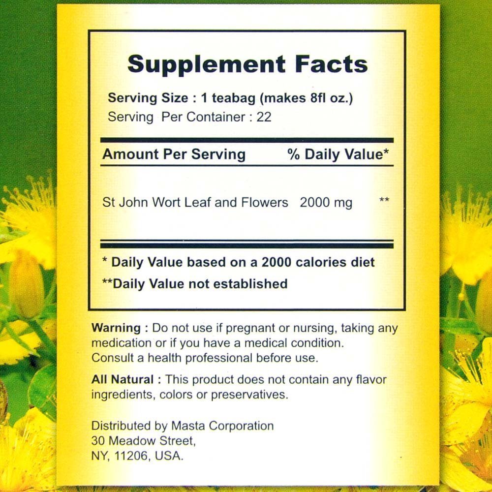 Buddha's Herbs Pure St John Wort's Flower Tea 22Count Tea Bags (2