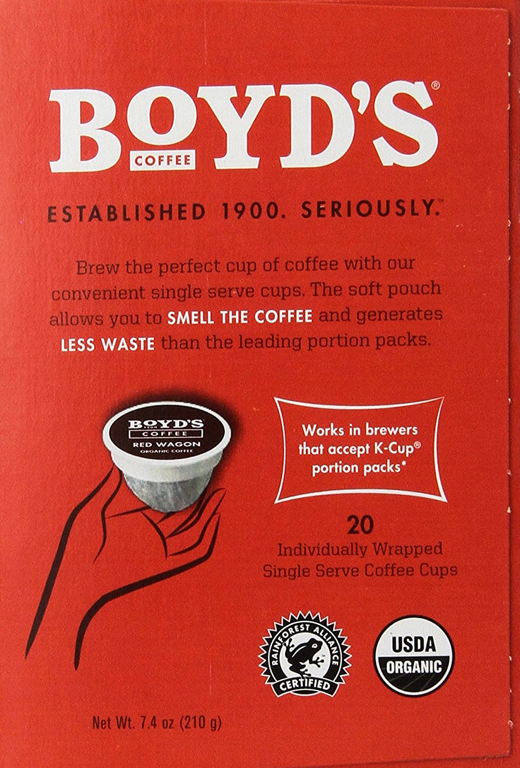 Boyd's Coffee Single Cup Coffee, Organic Red Wagon, 20 Count N3 free