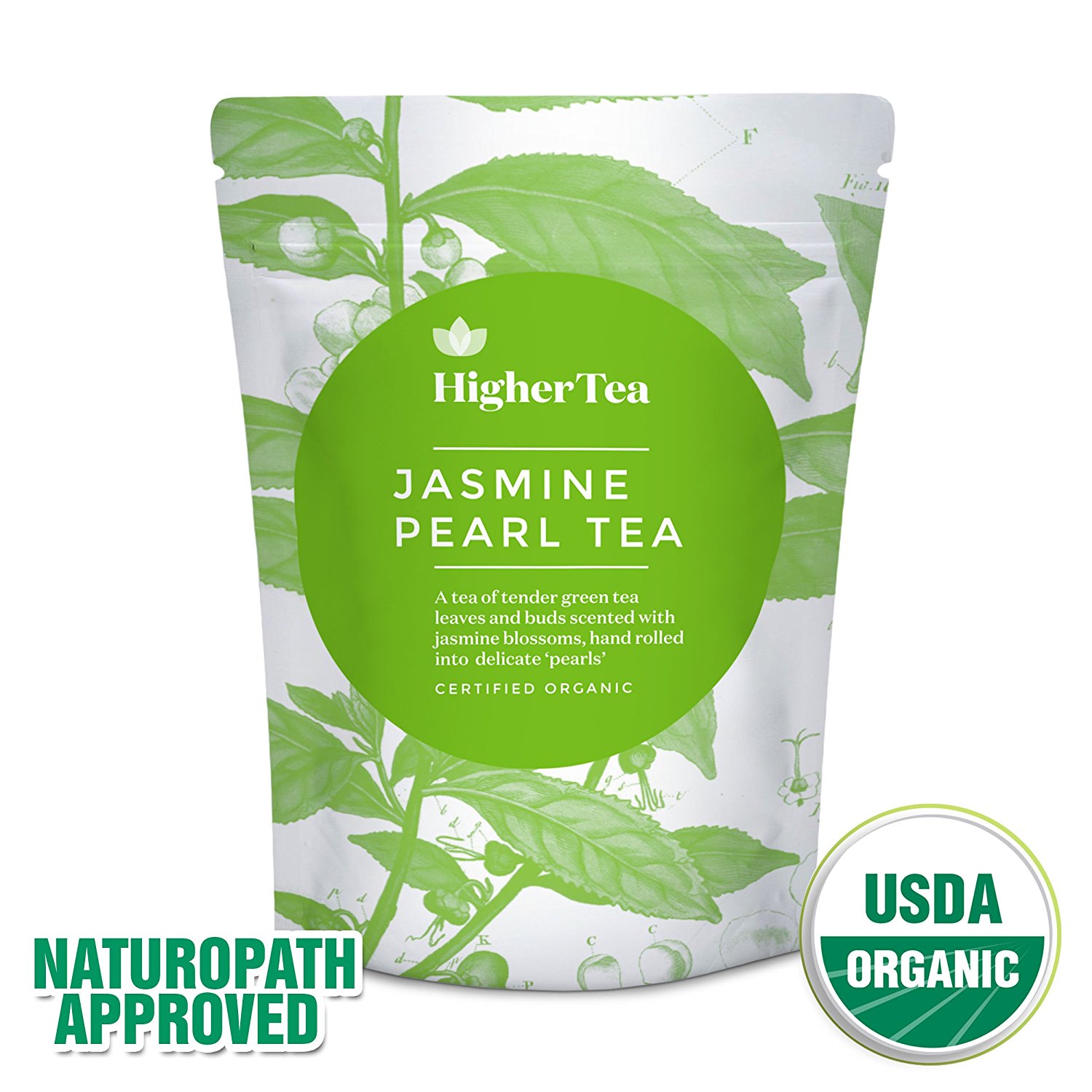 Jasmine Pearl Tea beautiful handrolled jasmine leaves infused with