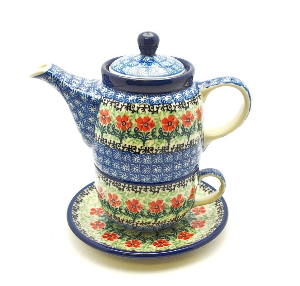Polish Pottery Tea Time for One Maraschino free image download