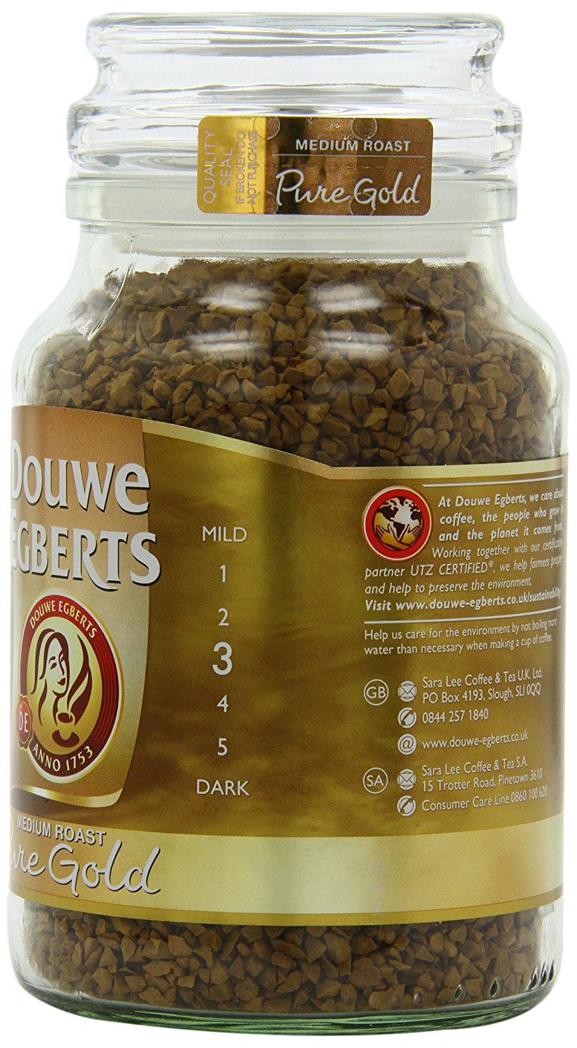 Douwe Egberts Pure Gold Instant Coffee, Medium Roast, 7.05Ounce, 200g