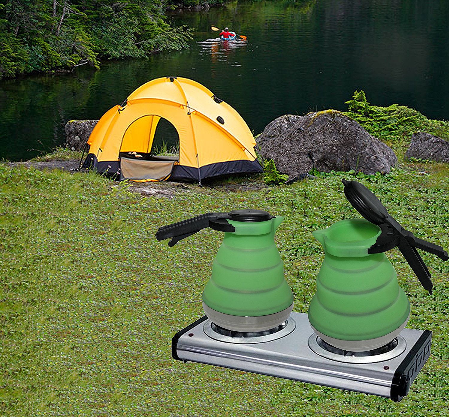 Collapsible Silicone Tea Kettle Portable Foldable Design, Made with