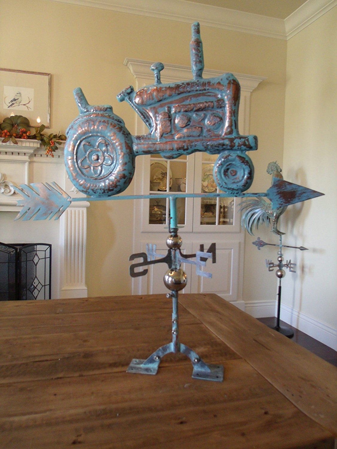 LARGE Handcrafted 3D 3 Dimensional TRACTOR Weathervane Copper Patina