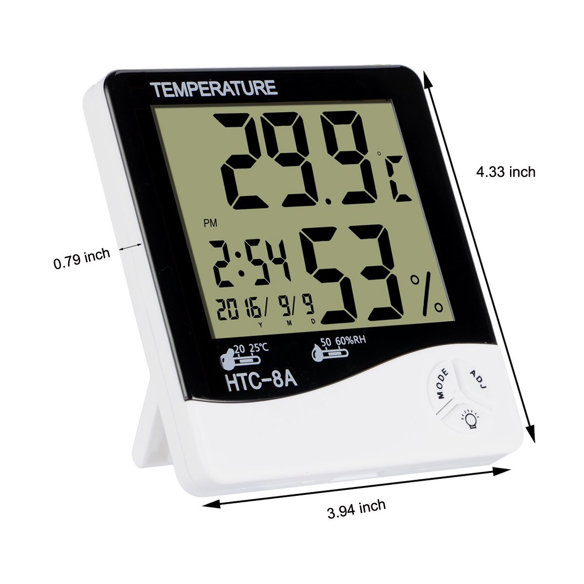 BonyTek Digital Hygrometer Thermometer Alarm Clock Date Time with LCD