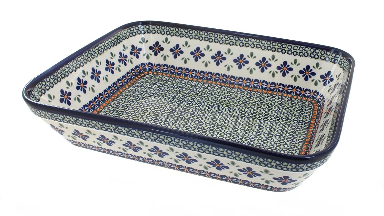 Polish Pottery Mosaic Flower Lasagna Dish free image download