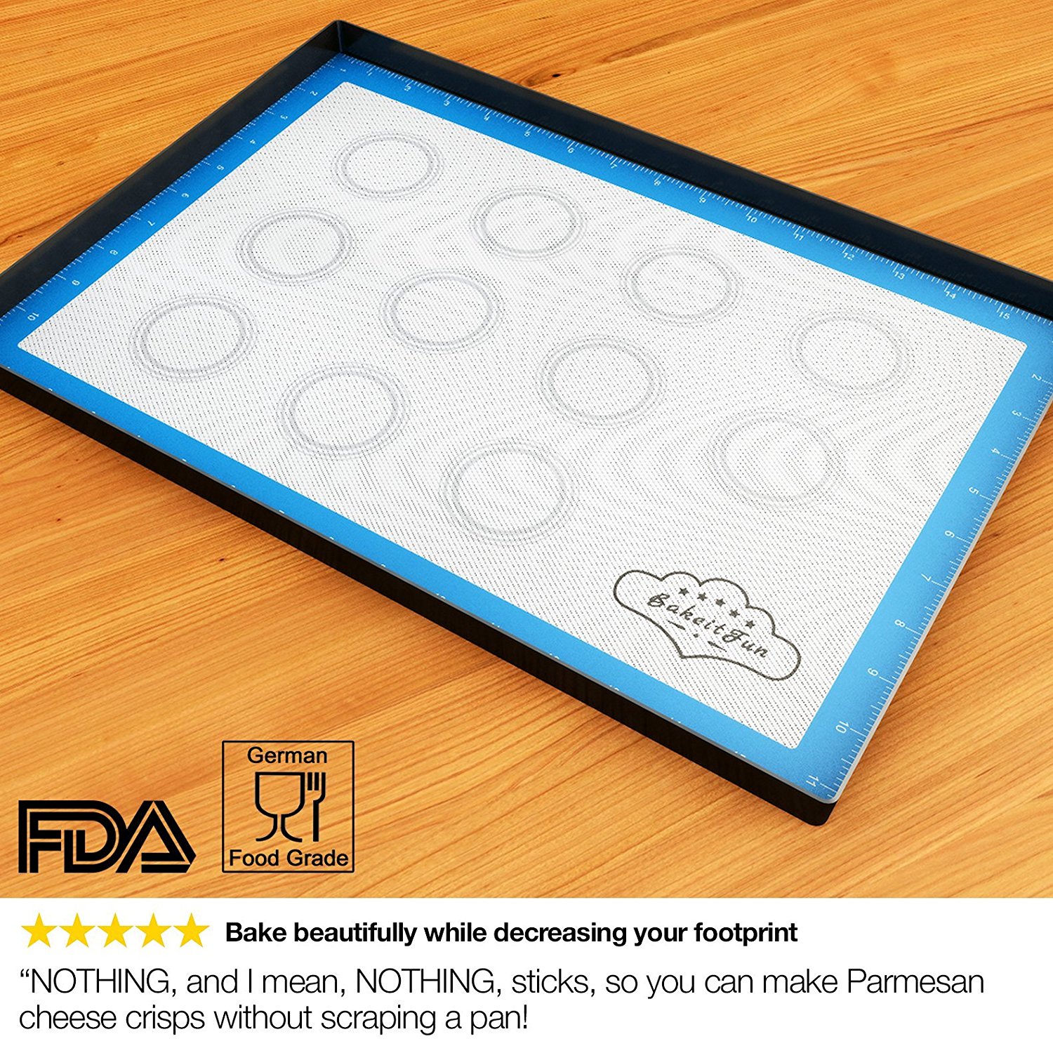 BakeitFun Silicone Baking Mat With Measurements and Circles, Half Sheet