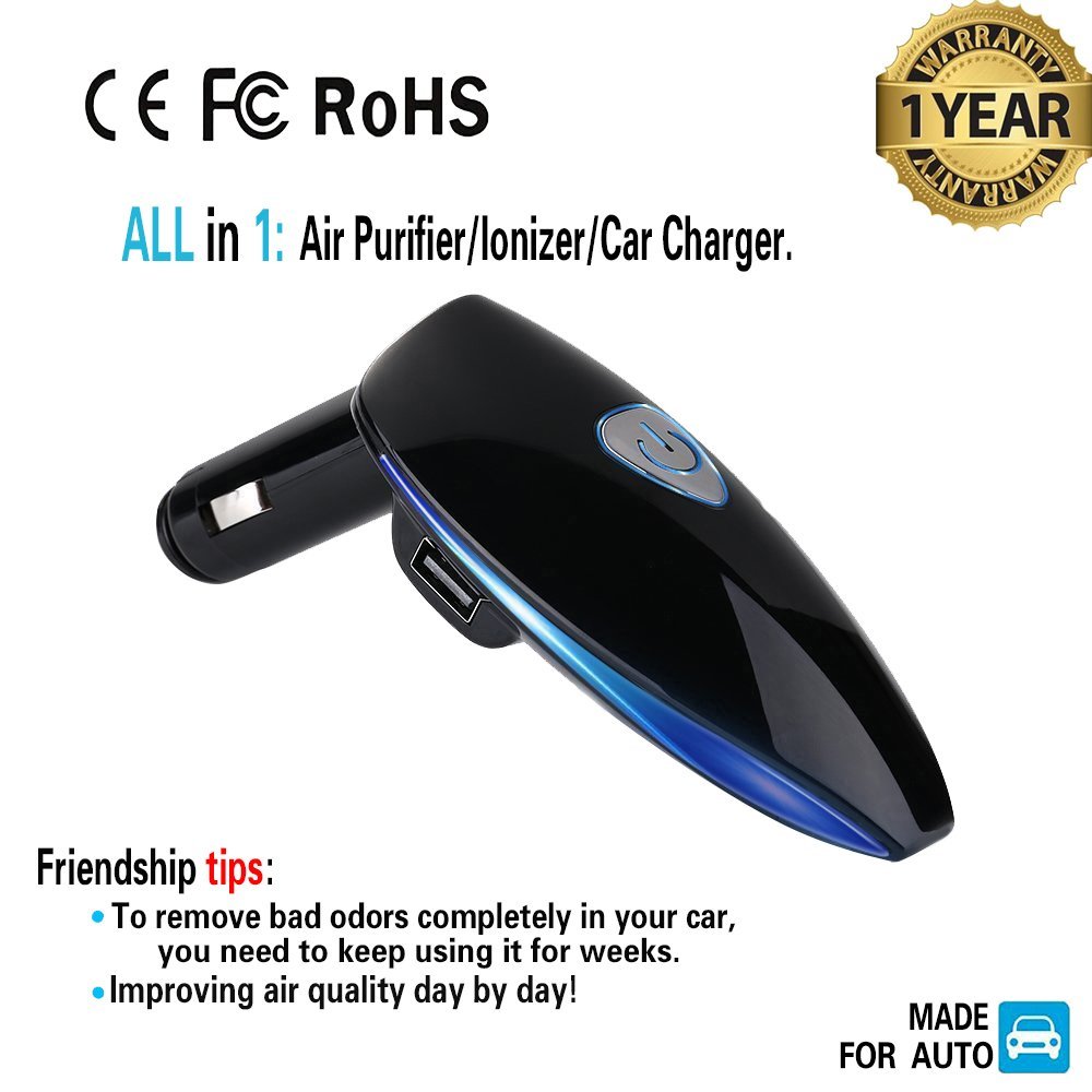 Protable Car Air Purifier,Evtech Car Ionic Air Freshener Removes