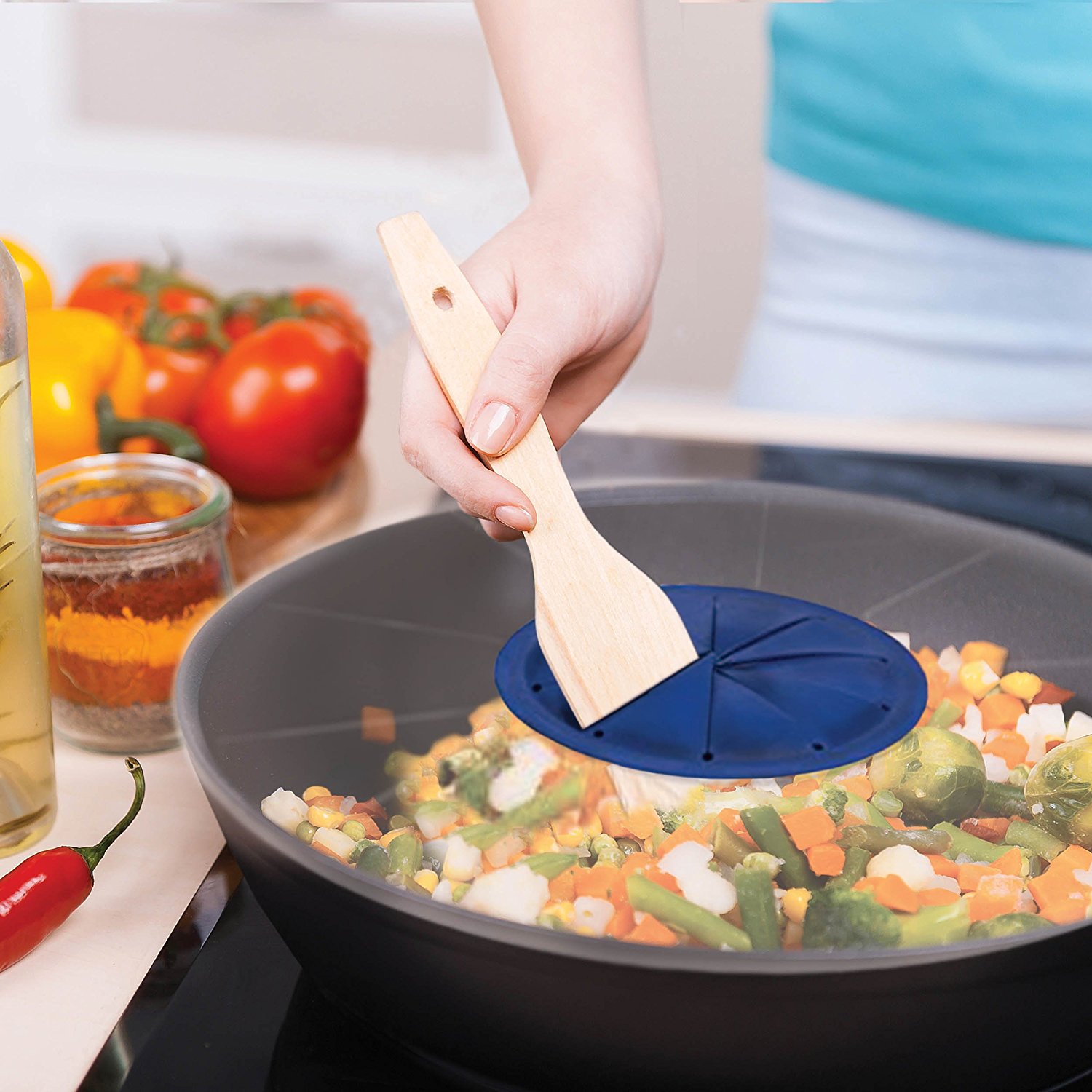 Silicone Splatter Screen Baking Mixing Bowl Guard Covers Pots, Shields