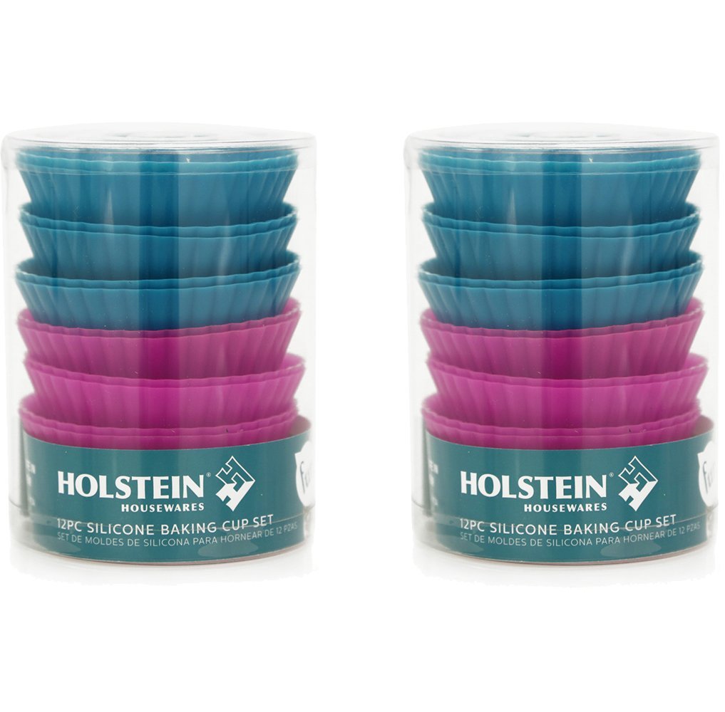 Holstein Housewares HB07008EMBU 24 Piece Silicone Baking Cup Set