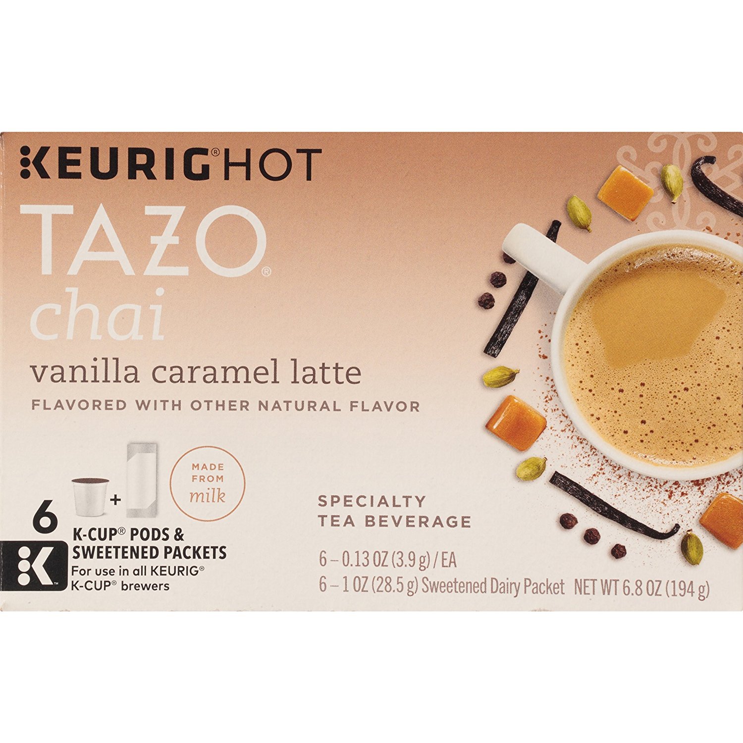 Tazo Vanilla Caramel Chai Latte, KCup for Keurig Brewers, 24 Count N2