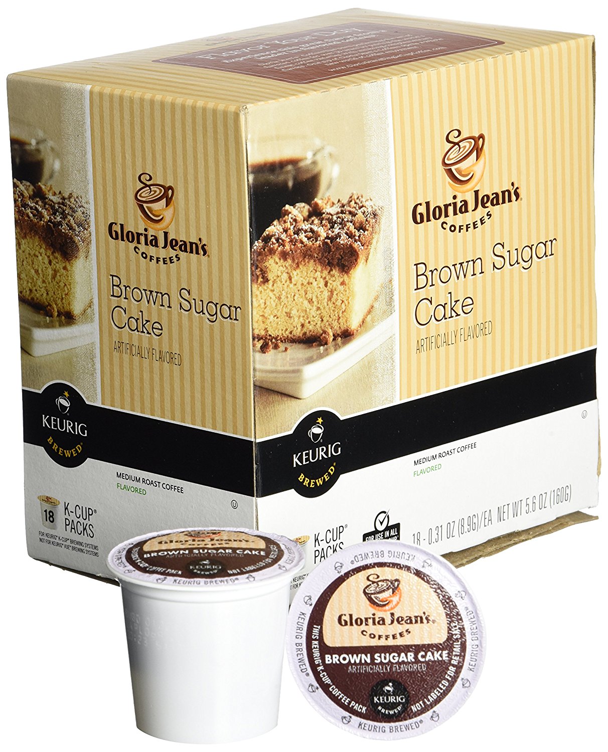 Gloria Jeans Brown Sugar Cake Coffee Keurig KCups, 72 Count N4 free