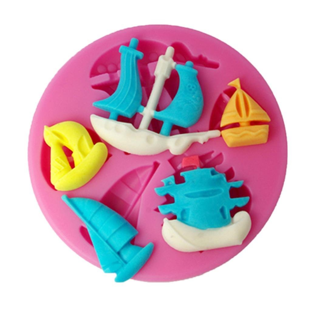 FOURC Silicone Fondant Mold Sailboats Cake Decorating Supplies Color Pink free image download
