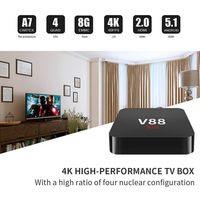 Wayer V88 Rockchip 3229 Quad Core Android 5.1 TV Box + LED Wireless
