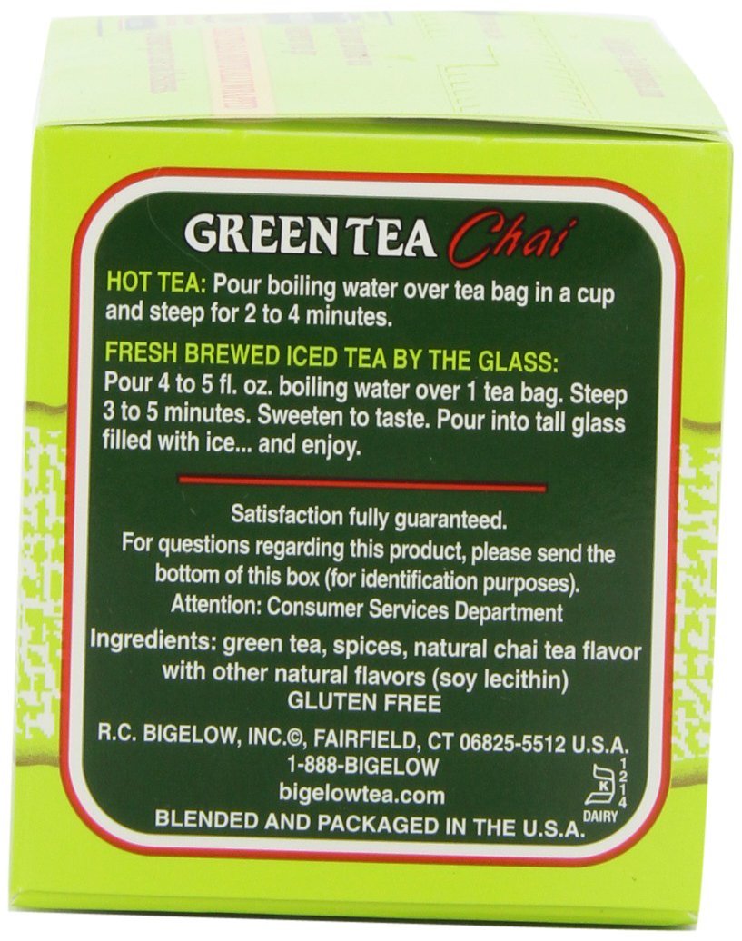 Bigelow Green Tea Chai 20Count Boxes (Pack of 6) N4 free image download