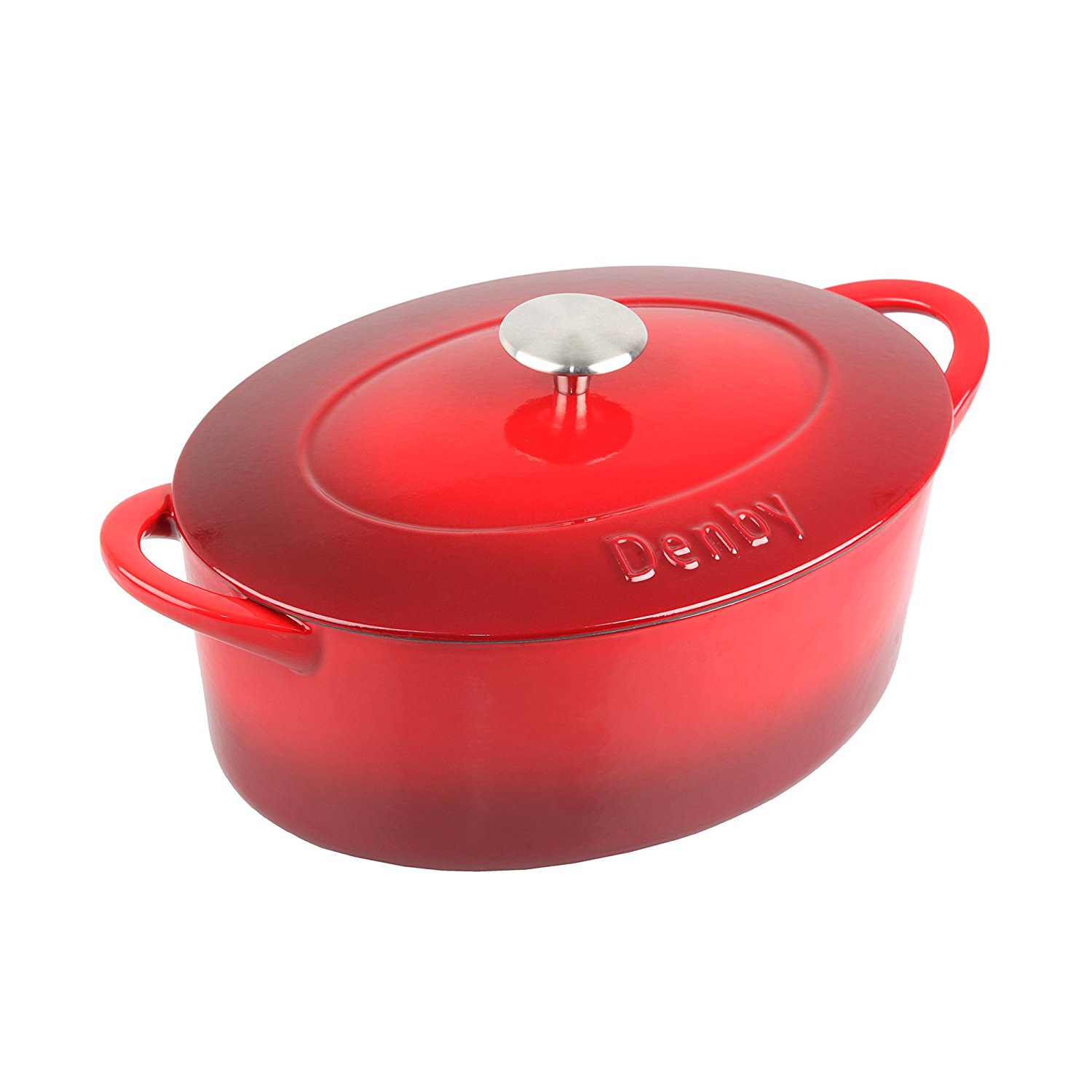 Denby Cast Iron Oval Covered Casserole, 4.2Liter, Red free image download