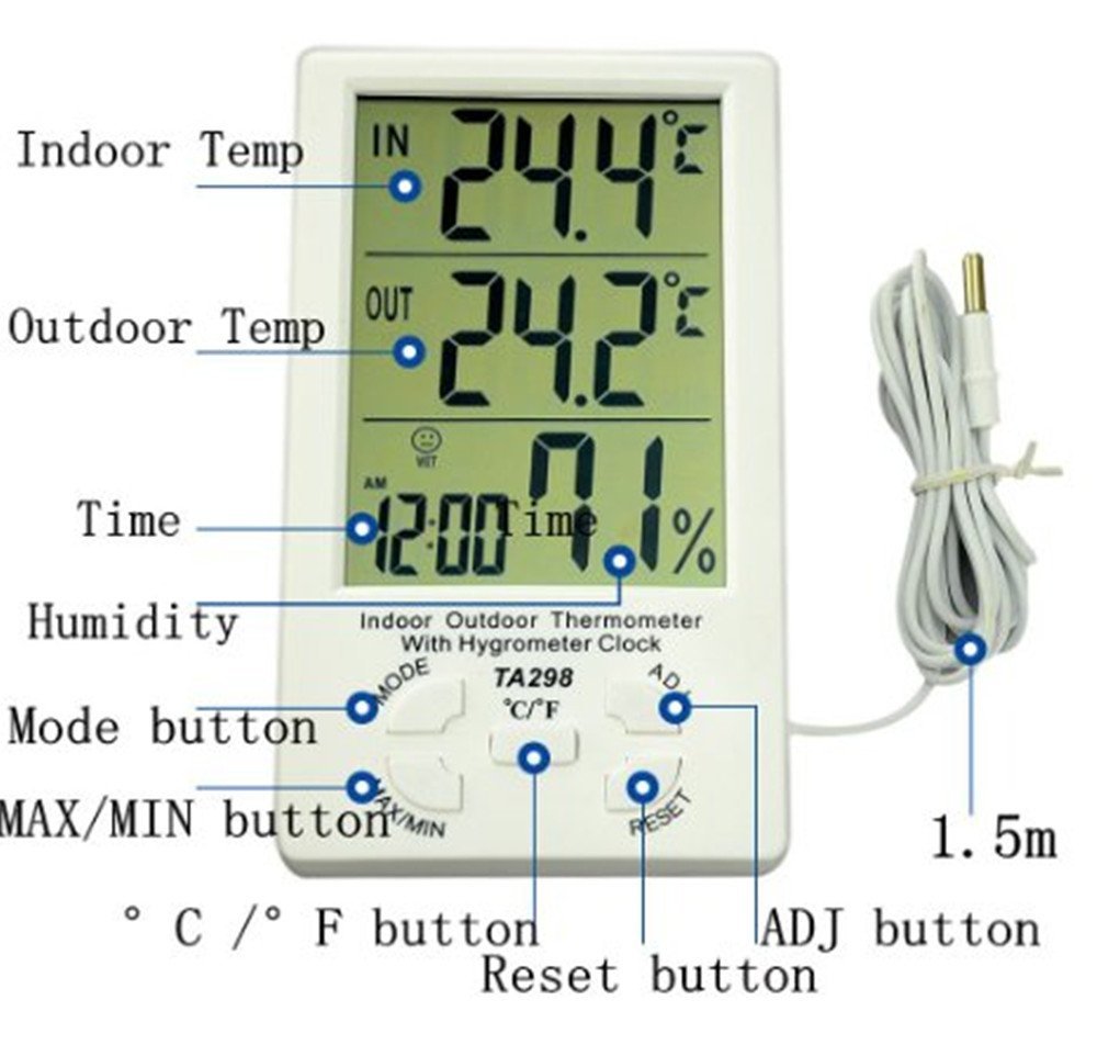 LingsFire Digital LCD Indoor/Outdoor Thermometer Humidity Hygrometer