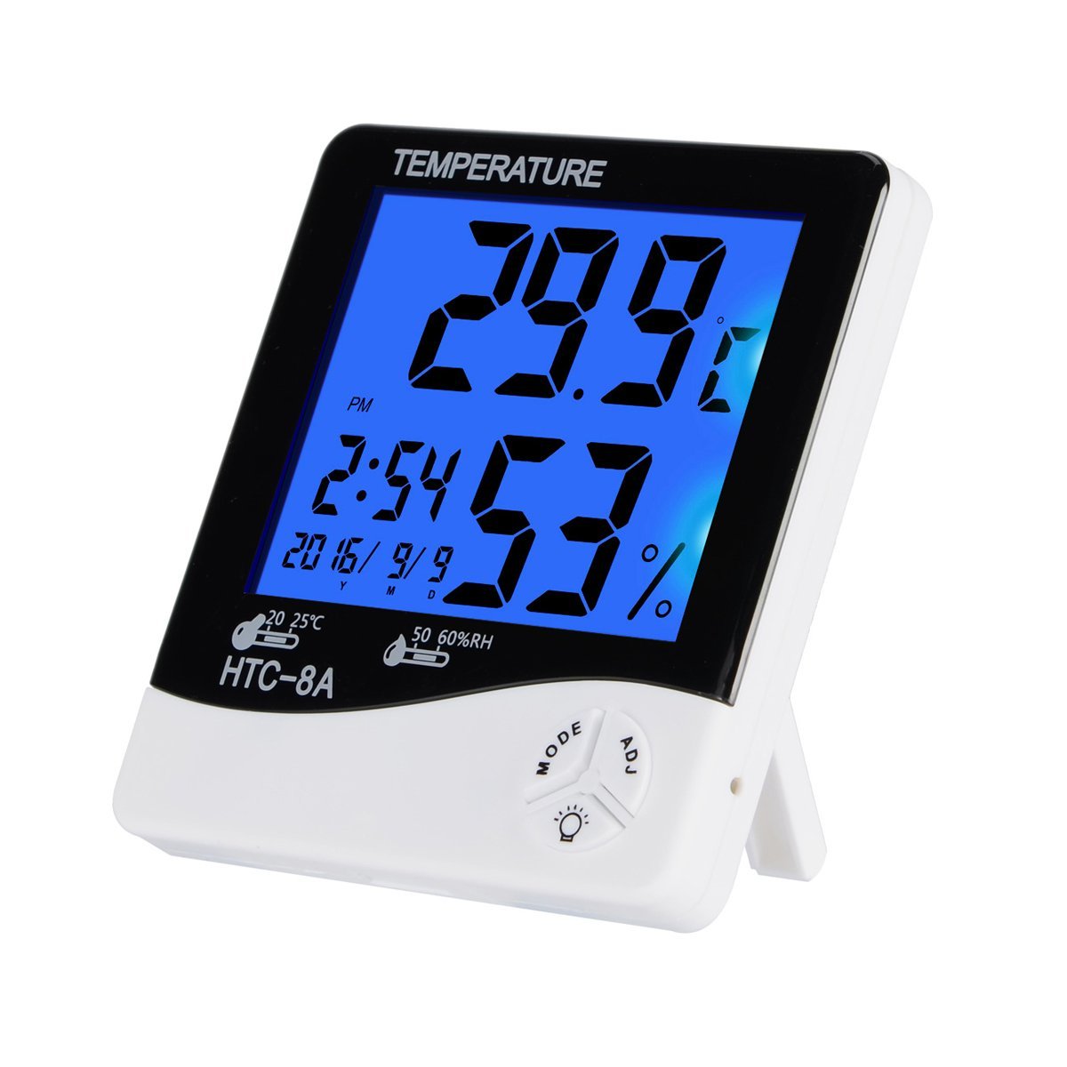 BonyTek Digital Hygrometer Thermometer Alarm Clock Date Time with LCD