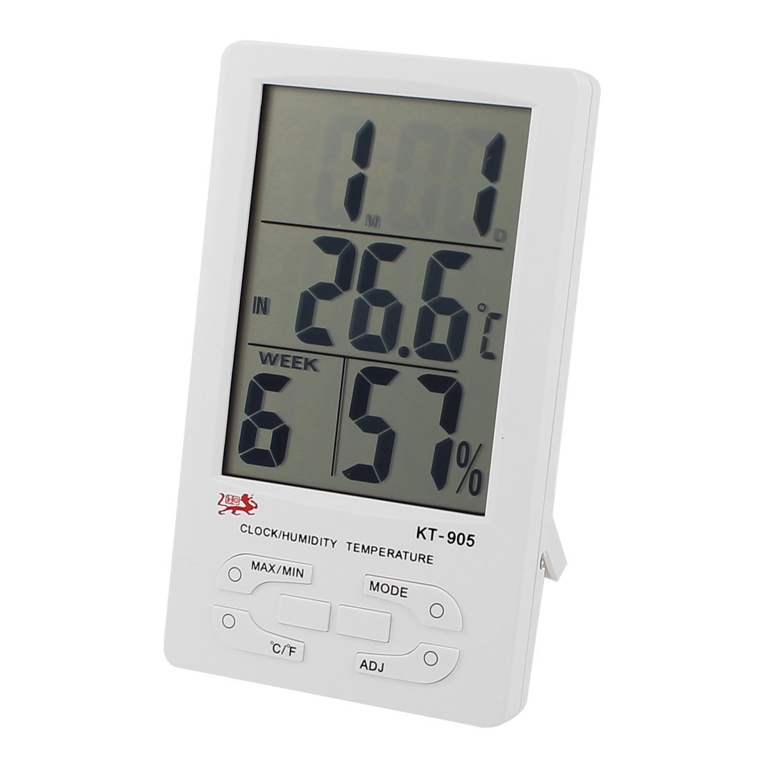 LCD Digital Alarm Clock Temperature Humidity Meter White KT905 free