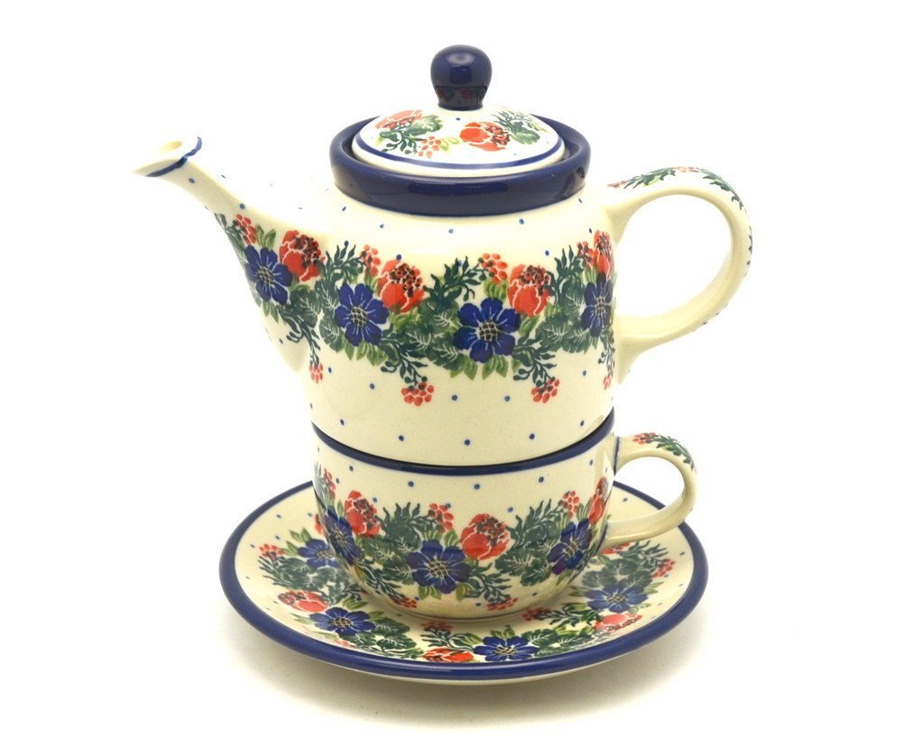 Polish Pottery Tea Time for One Garden Party free image download