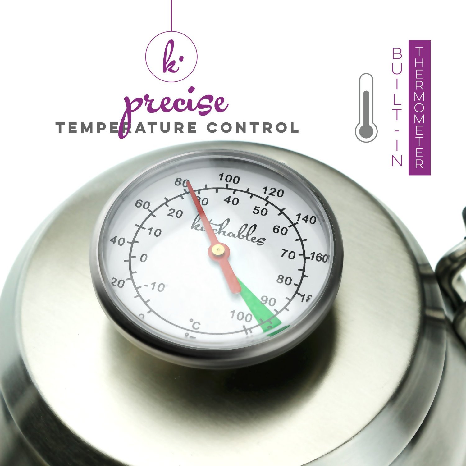 Pour Over Coffee Kettle with Thermometer Gooseneck Drip Stainless Steel Stovetop Tea Pot (1L