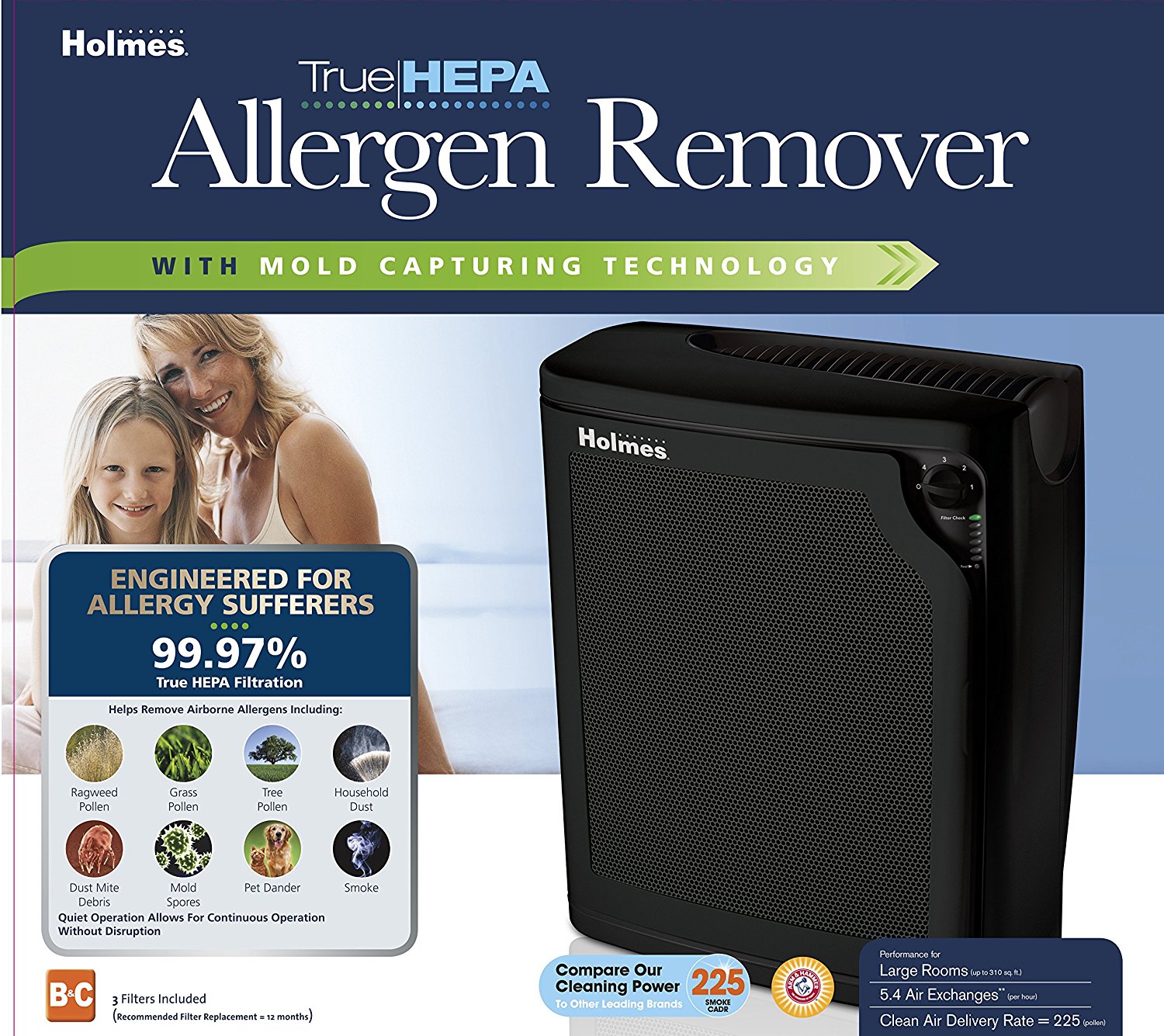 Holmes True HEPA Air Cleaning Allergen Remover for Large Rooms