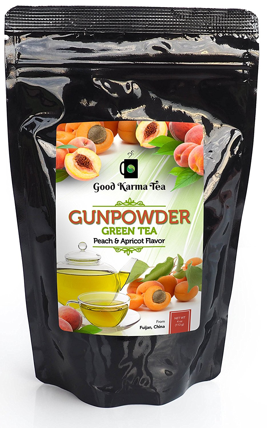 Good Karma Tea Gunpowder Peach Apricot Green Tea, 4 oz free image download